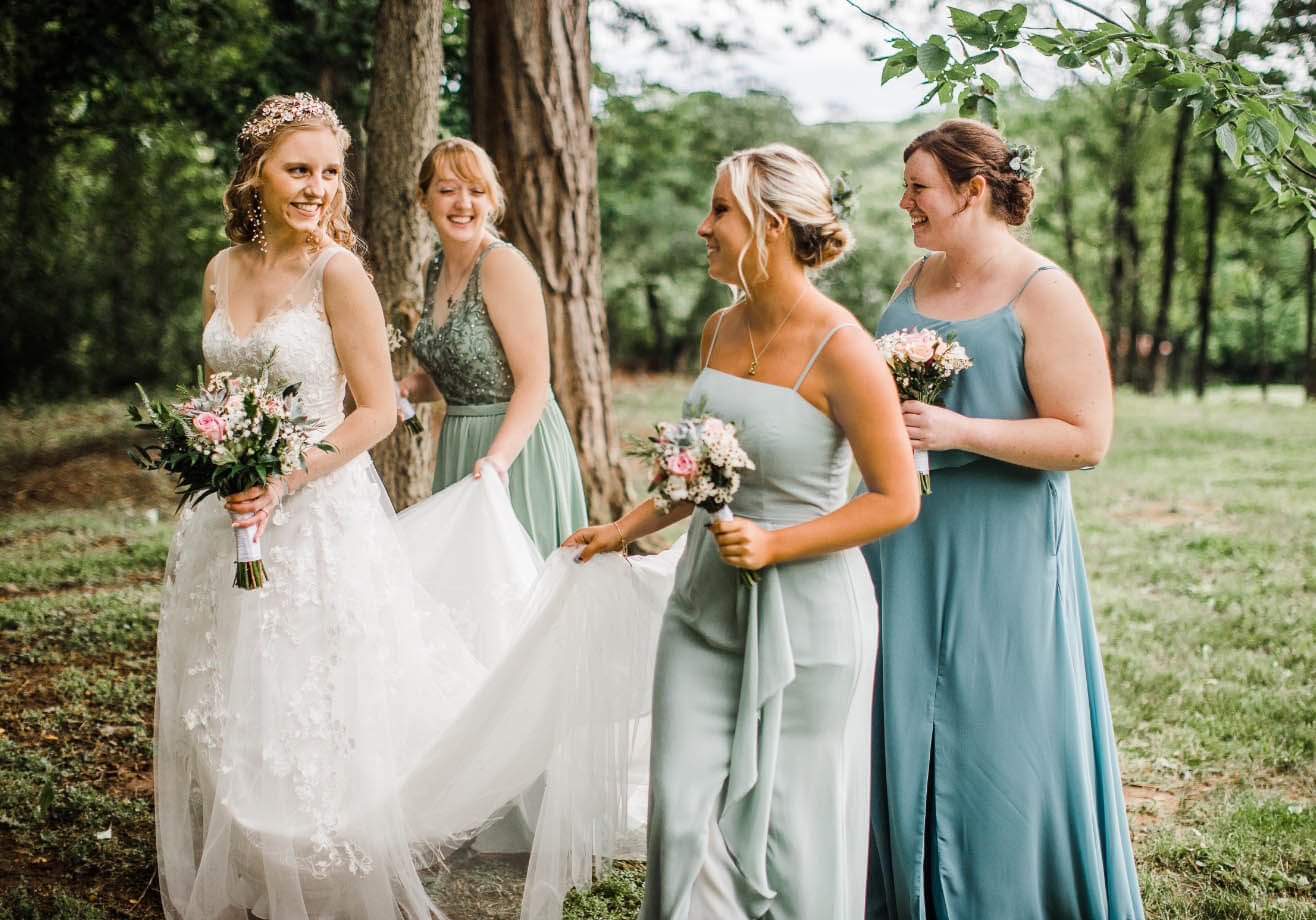 Models wearing a bridal dresses