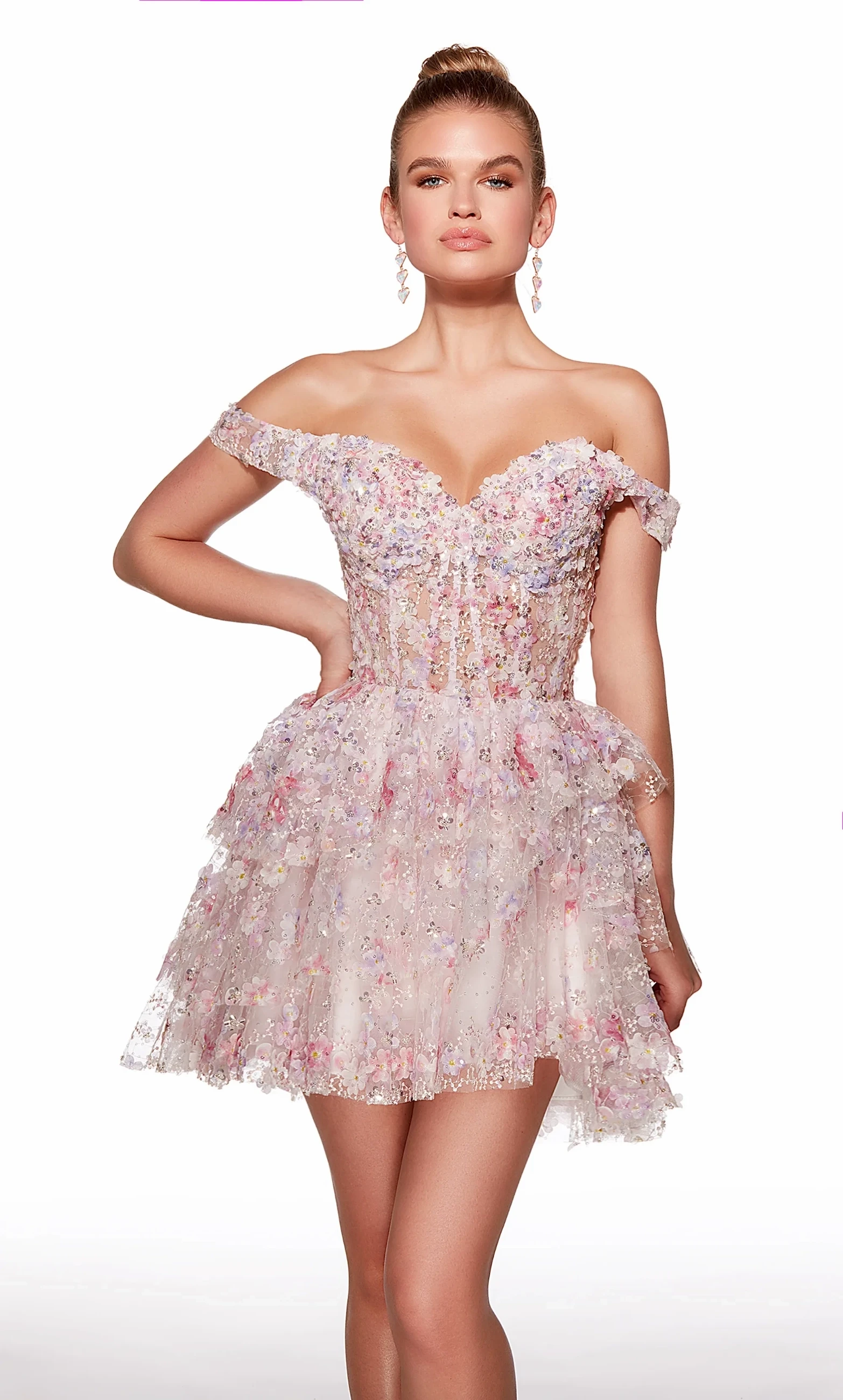 Model wearing a prom dress