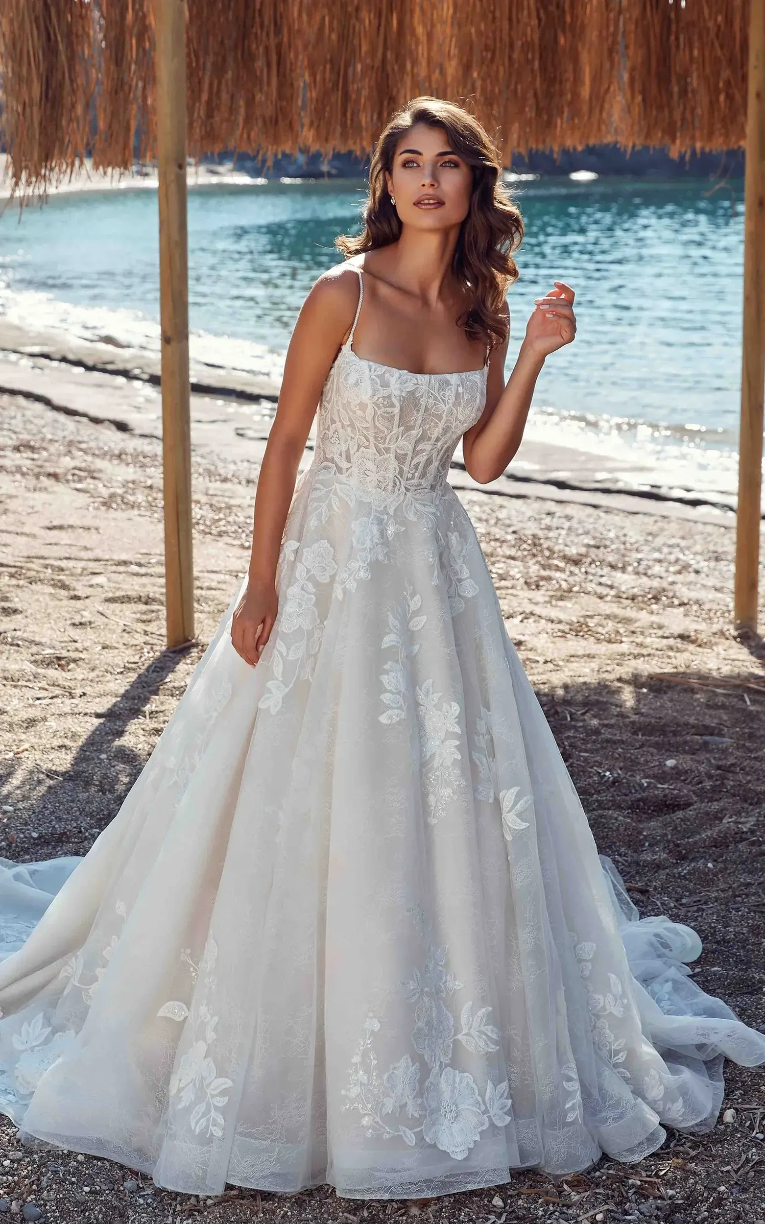 Model wearing a white gown