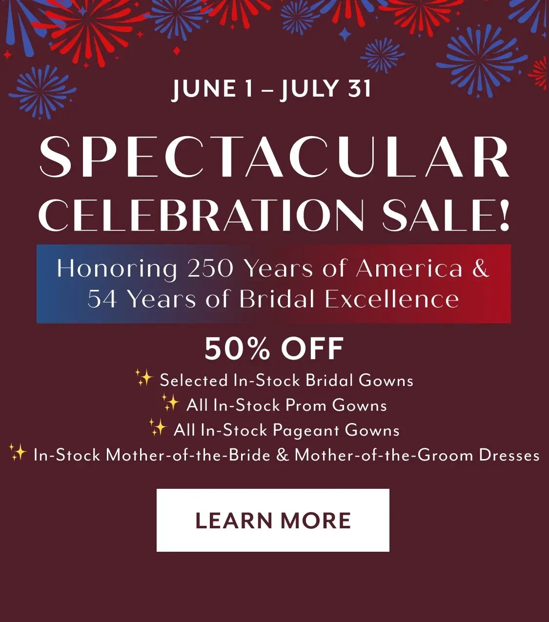 spectacular celebration sale